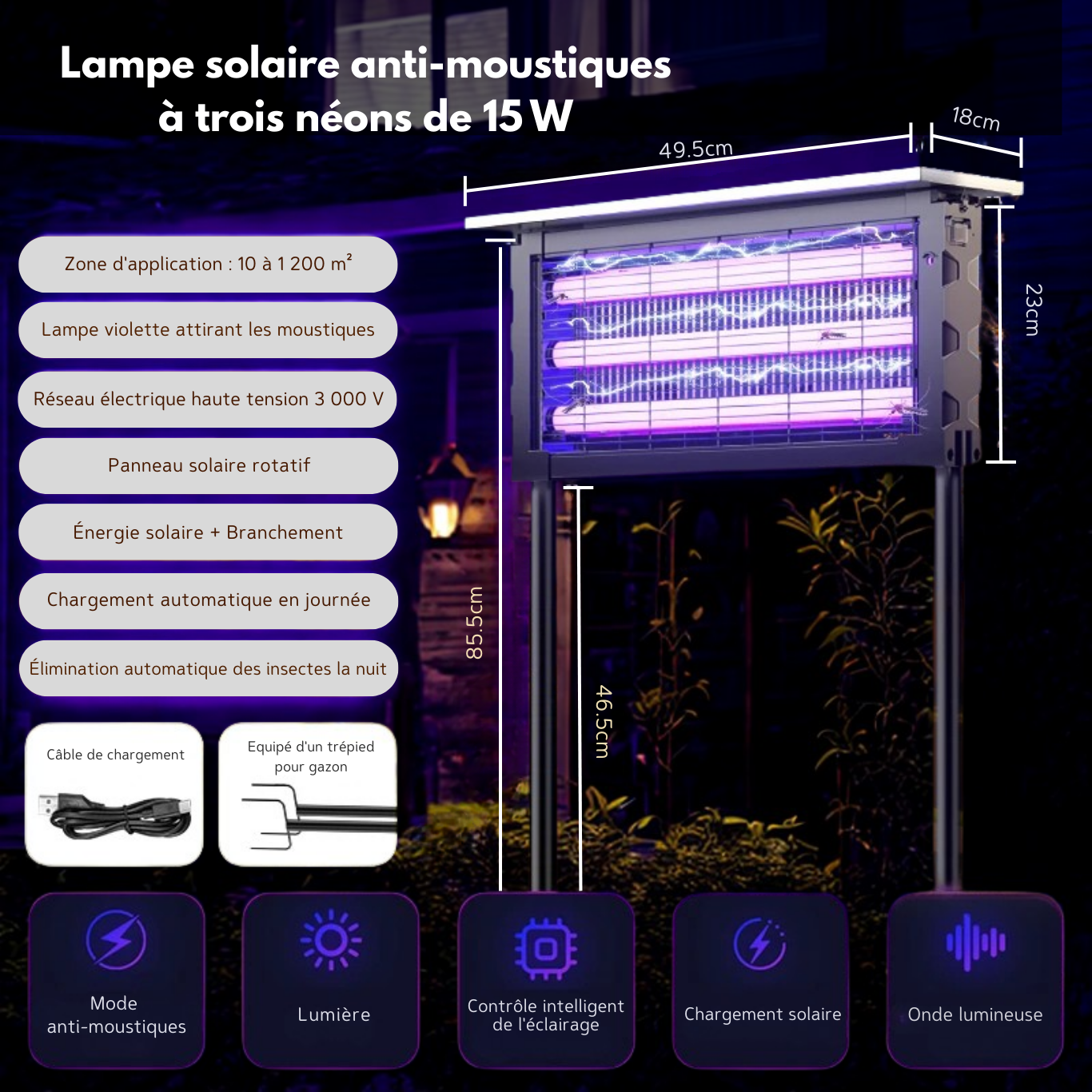 Lampe extérieur anti-moustique sur pied