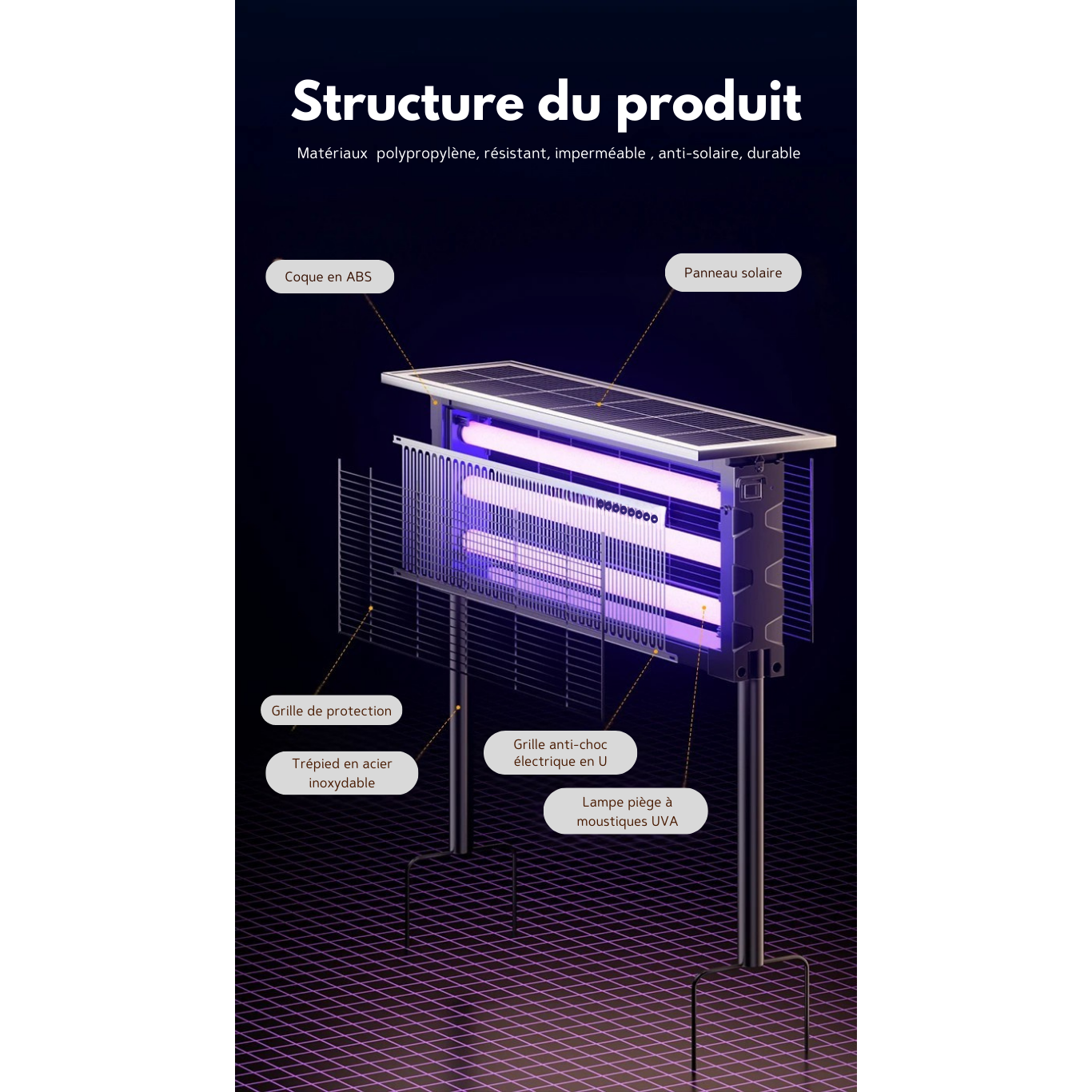 Lampe extérieur anti-moustique sur pied