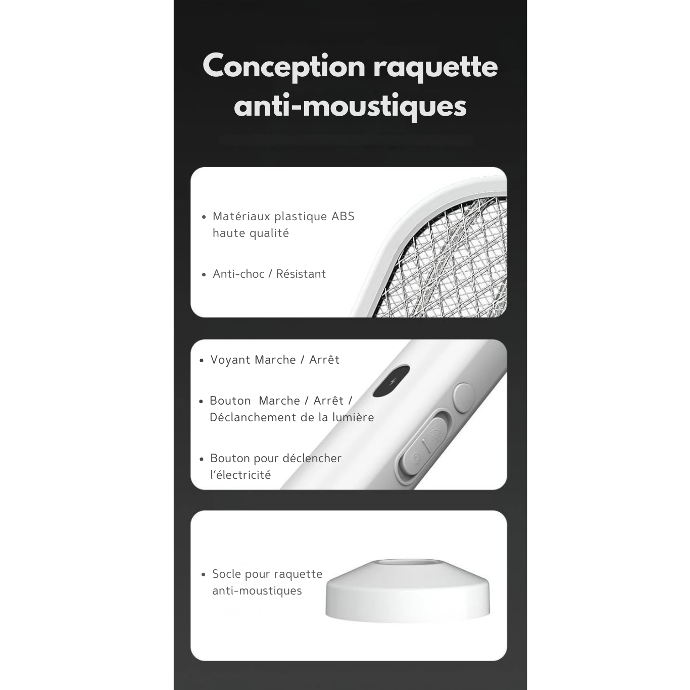 Raquette Anti-Moustique 3-en-1