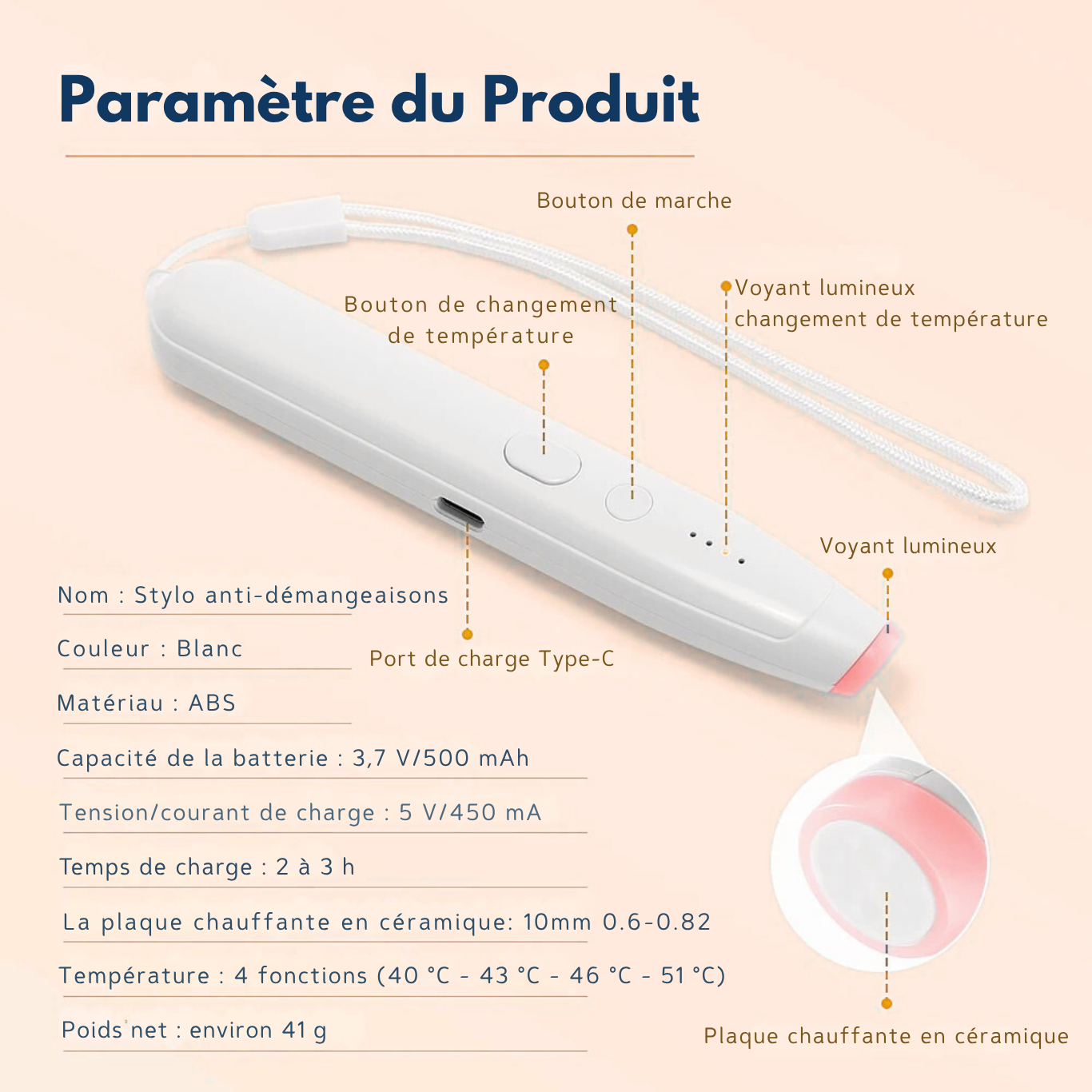 Stylo Anti-Démangeaisons Rechargeable